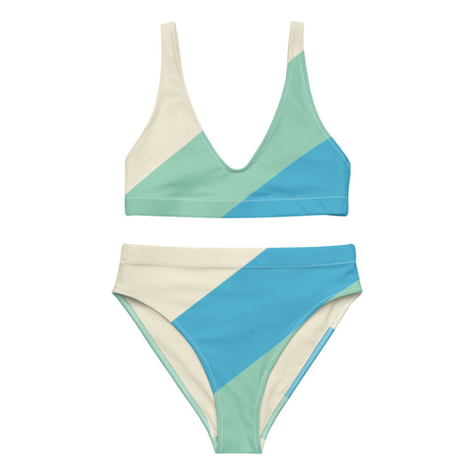 Tri-Color High-Waisted Bikini