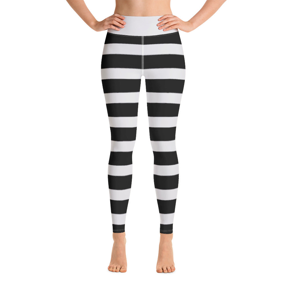 White & Black Stripe Leggings